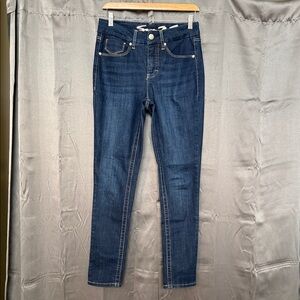 Seven7 Dark Blue Tummyless High Rise Skinny Jeans